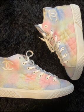 CHANEL Pastel Tie-Dye High-Top Sneakers